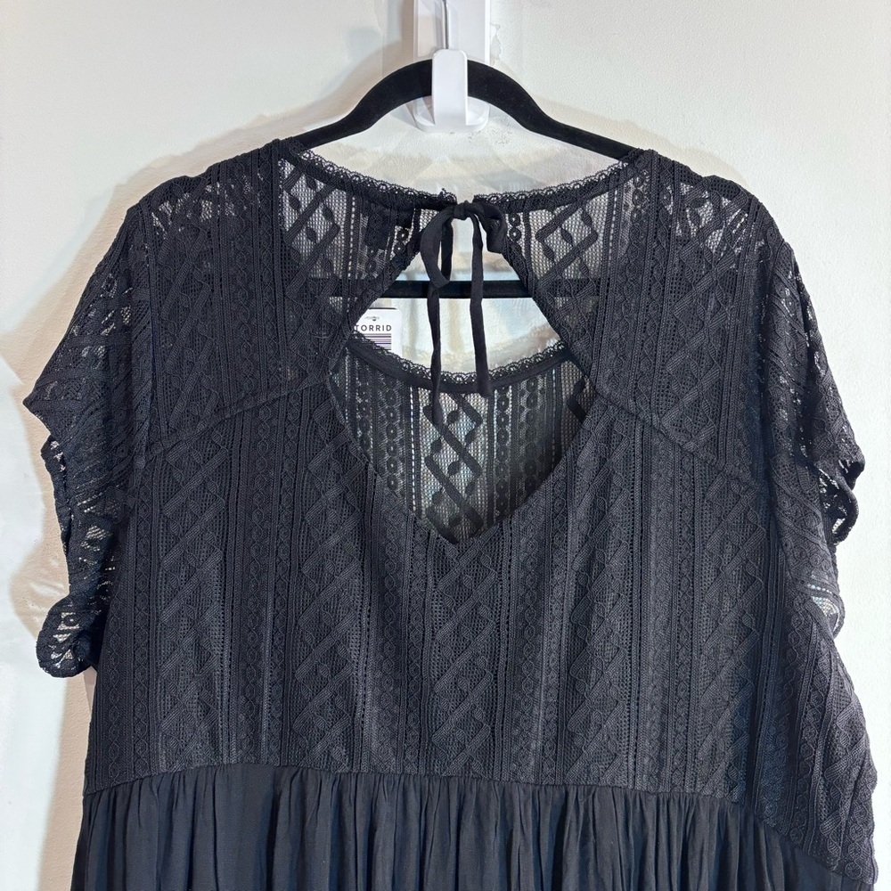 TORRID Sz 22-24 Maxi Dress Slab Cotton Lace Neckline Slinky Pockets NEW WITH TAG - Picture 13 of 14